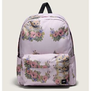 Vans Sepia Rose Pink Cats & Kitties Floral Print Old Skool Drop V Backpack NWT